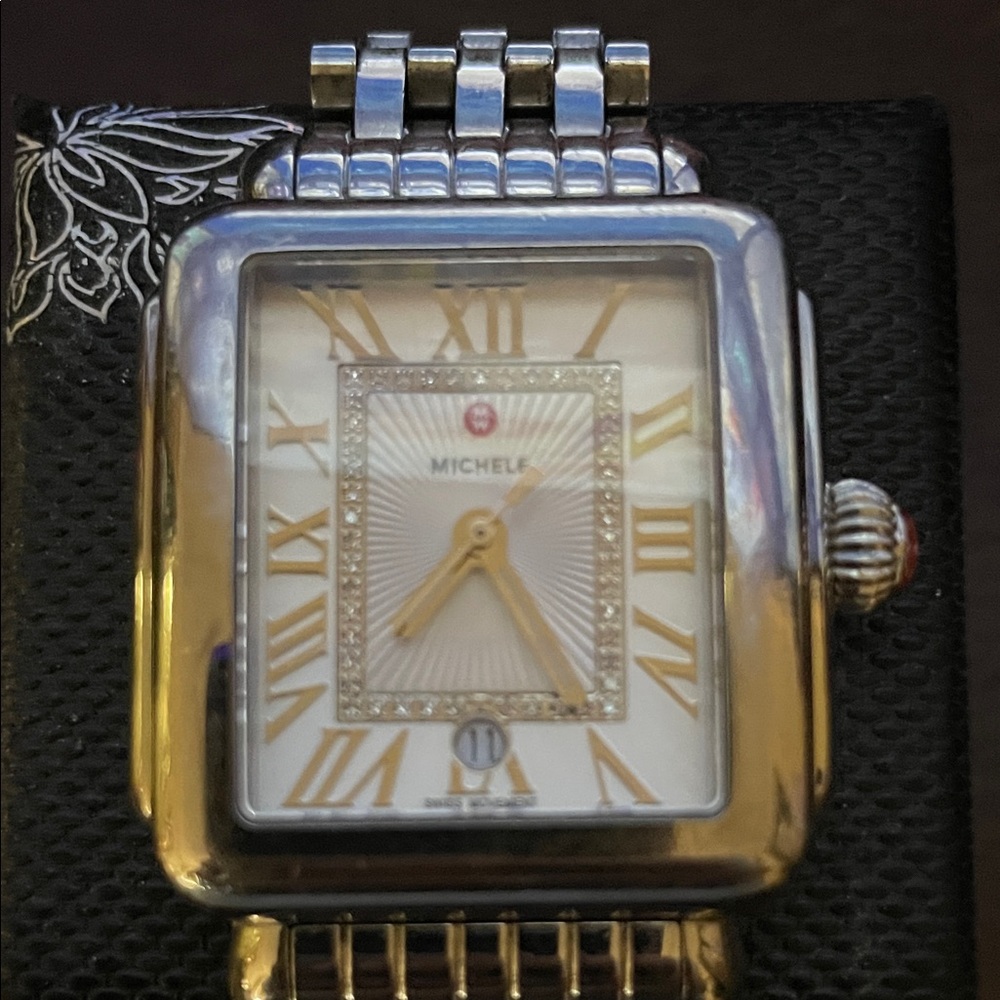 Michele Gold and Silver Roman Dial Watch